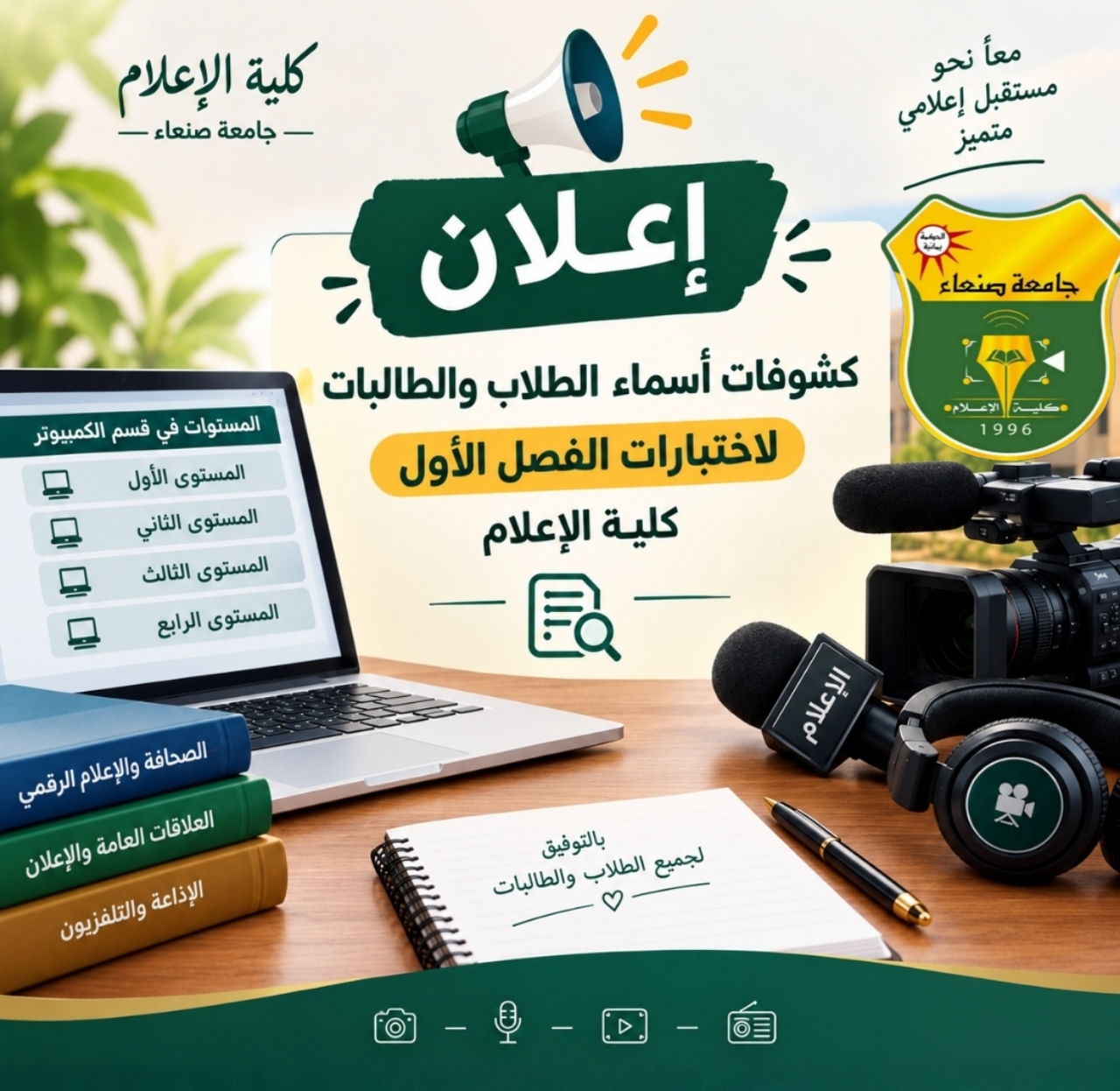 كشوفات توزيع طلاب وطالبات كلية الإعلام لامتحانات الثلاثاء 6 أكتوبر 2026م